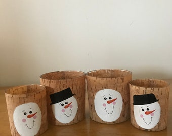 Snowman Candle Holder, Snowman Vase