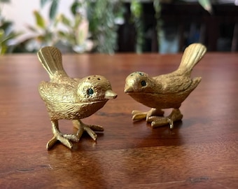 Vintage Gold Tone Bird Salt & Pepper Shakers