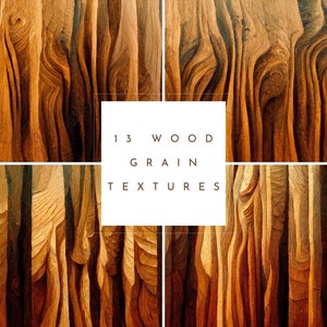 Texture digitali a venatura del legno / 13 carte e sfondi in legno per download digitale e uso commerciale