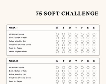 75 Soft Challenge, 75 Soft Challenge Tracker, Daily Habits, Habit Tracker, Digital File, A4/A3 Digital File