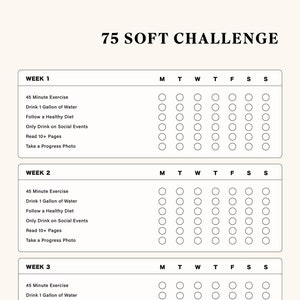 75 Soft Challenge, 75 Soft Challenge Tracker, Daily Habits, Habit Tracker, Digital File, A4/A3 Digital File