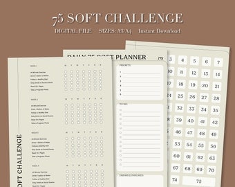 75 Soft Challenge, 75 Soft Challenge Tracker, Daily Habits, Habit Tracker, Digital File, A4/A3 Digital File