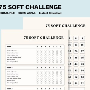 75 Soft Challenge, 75 Soft Challenge Tracker, Daily Habits, Habit Tracker, Digital File, A4/A3 Digital File image 3