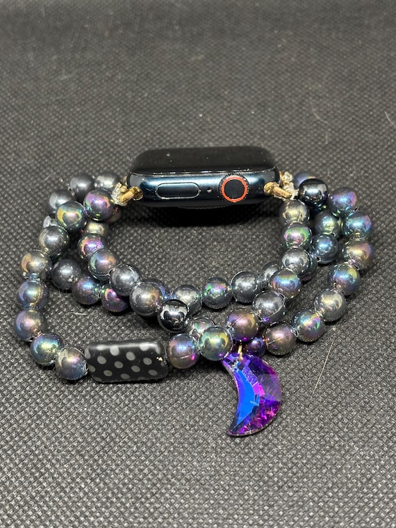 32mm Stretch Beaded Smartwatch Band with Moon Charm