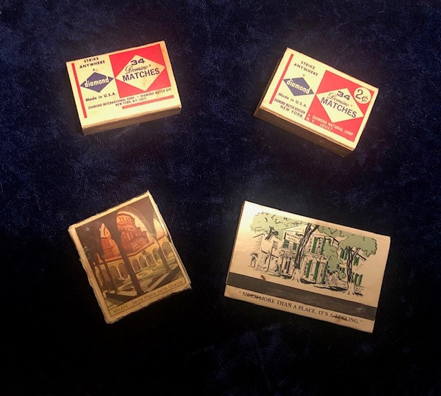 Vintage DIAMOND Red Top Safety Matches, Matchbox W/wood Stick Matches 