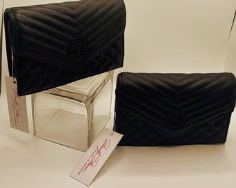 Lot of 2 New Marilyn Monroe Small Black Vinyl Clutch Handbags