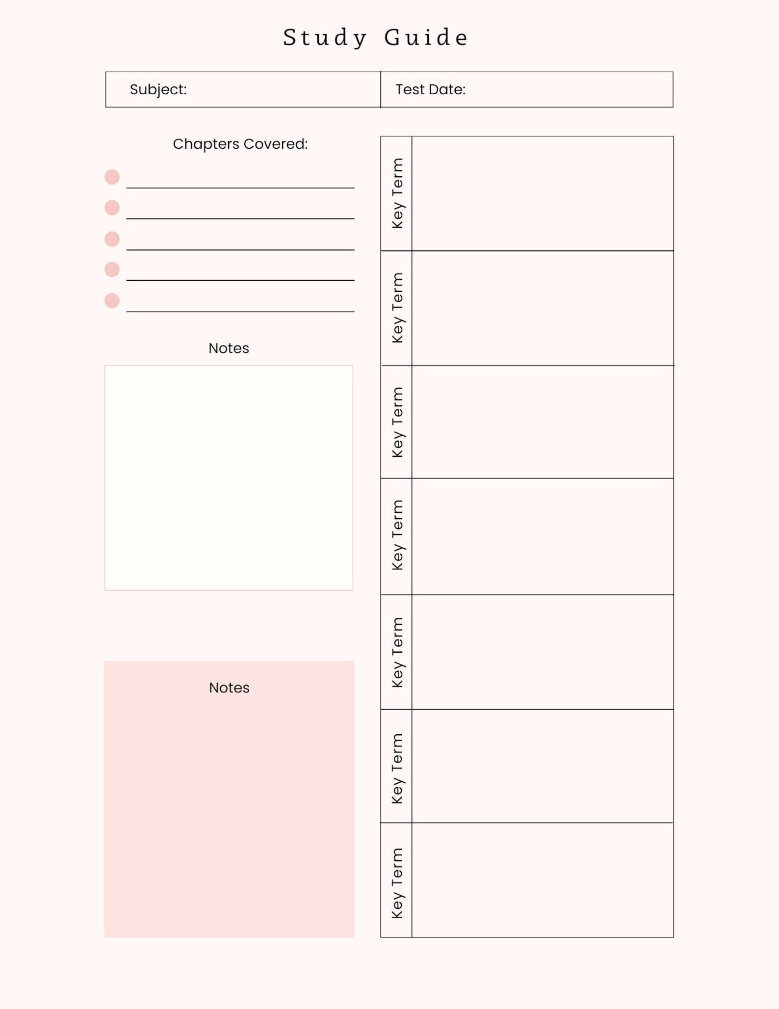 Study Guide Printable, Instant Download, Simple Design, Minimalist ...