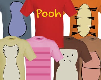 Winnie The Pooh & Friends 7 Piece Set Costume Shirt Digital Cut Files - Design - Cricut - SVG - Silhouette Cameo - PNG - EpS - PDF - DxF