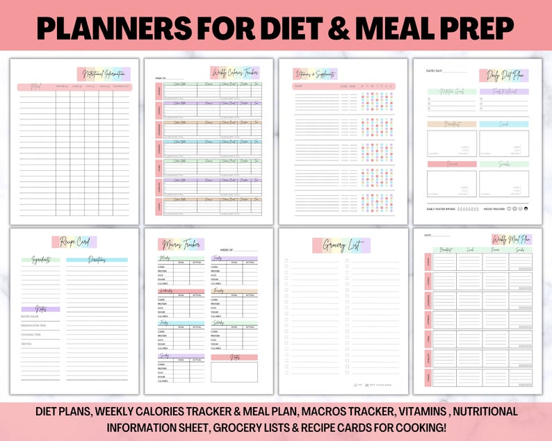 Fitness Planner Bundle Printable Weight Loss Tracker Workout - Etsy