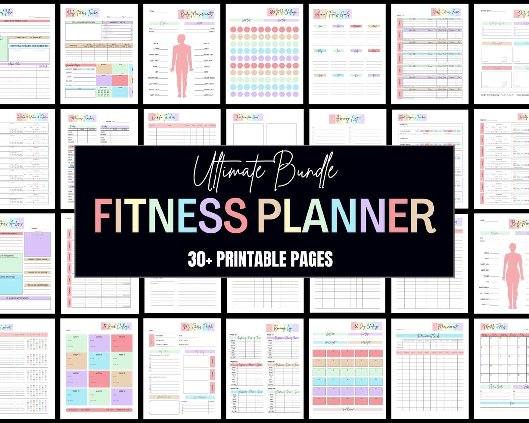 Fitness Planner Bundle, Printable Weight Loss Tracker, Workout Planner ...