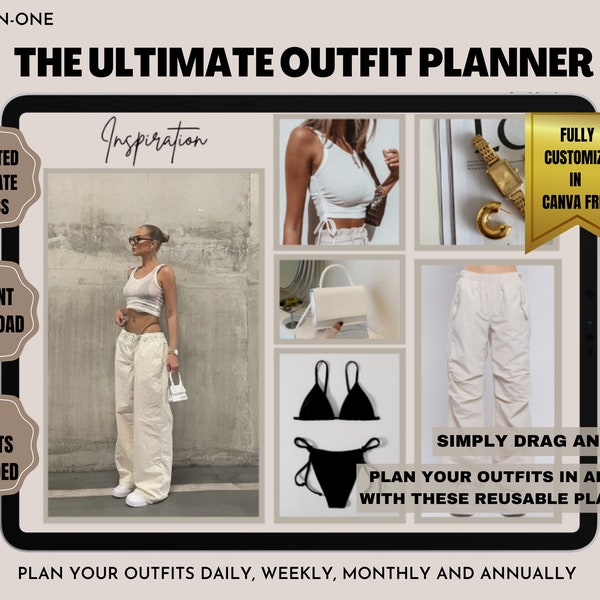 Digital Outfit Planner, Weekly Clothes Planner, Outfit for Women Ideas, Clothes Planner Printable, Outfit Set Planner Digital, Canva Planner