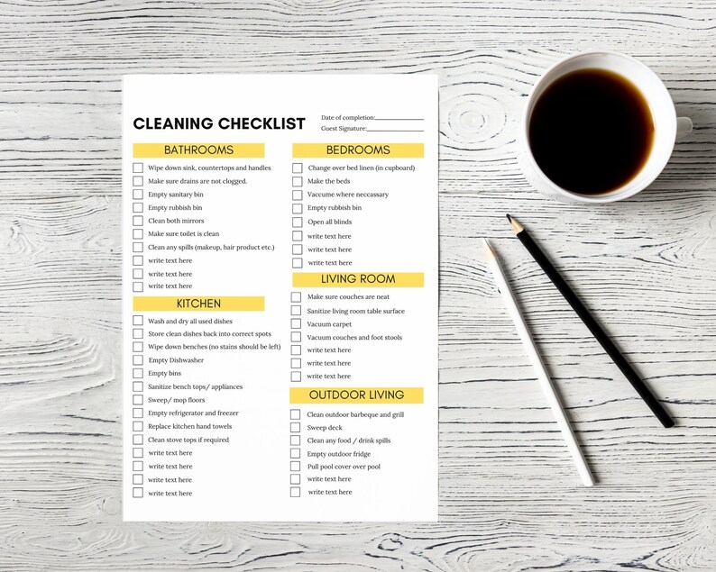 Airbnb Housekeeping Cleaning Checklist, Editable House Cleaning