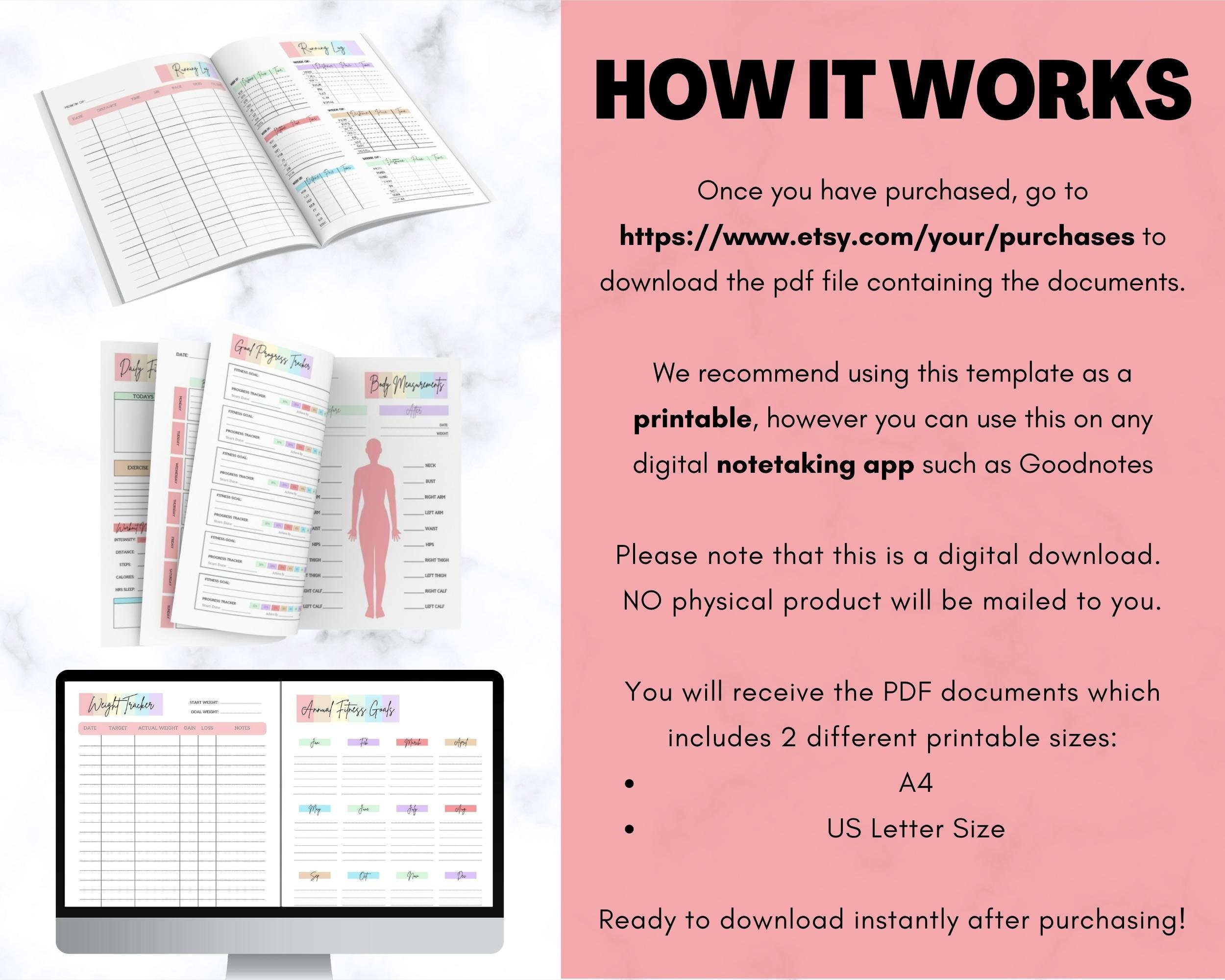 Fitness Planner Bundle Printable Weight Loss Tracker Workout - Etsy