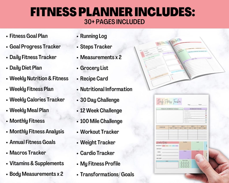 Fitness Planner Bundle Printable Weight Loss Tracker Workout - Etsy