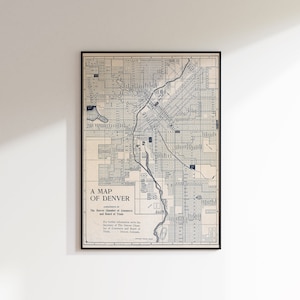 Vintage Denver Mapa / Obra de arte imprimible