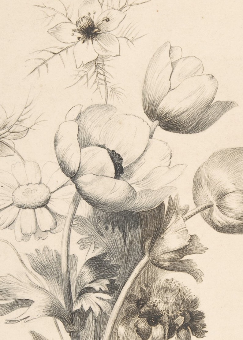 Vintage Floral Design Artwork Printable Etsy