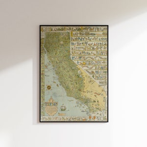 carte vintage de la Californie | Œuvre d’art imprimable