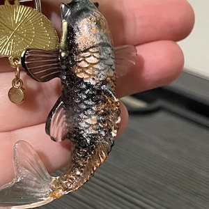 Black, silver white, orange handmade resin lucky koi fish, lucky koi fish keychain, epoxy resin fish, gift accessory keychain