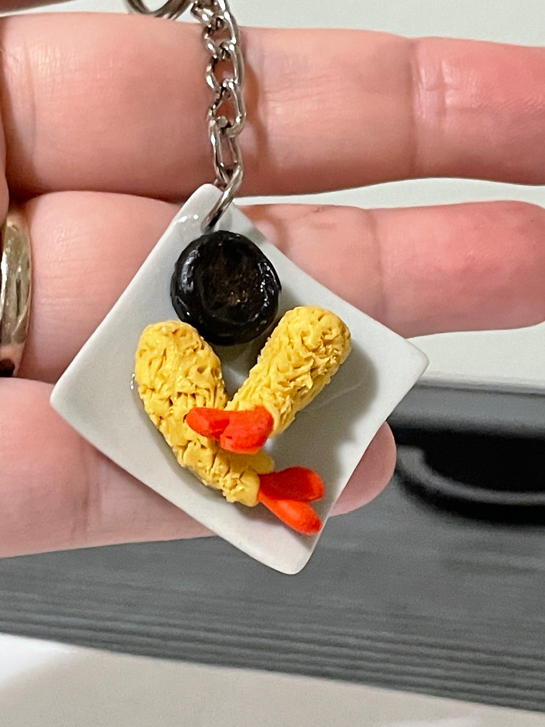 Mini, Shrimp Tempura, Fake Food, Clay Food Keychain, Fake Food Keychain