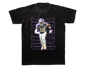 Justin &#39;JETTAS&#39; Jefferson Bootleg Oversized Tee, NFL Vintage Minnesota Vikings SKOL Shirt, 2024 Throwback Vikings T-Shirt, Gift, Present!