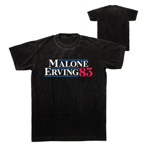 Maglietta dell'urna elettorale NBA del 1983, Moses Malone/ Julius 'Dr. J' Erving, maglia dei Philadelphia 76ers, maglietta del campionato NBA 1983