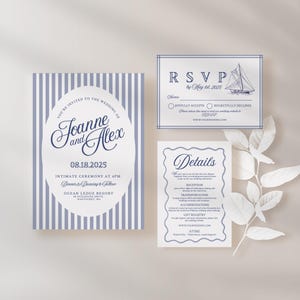 Nautical Elegance Wedding Invitation Suite Template | Nautical Wedding | Coastal Grandmother | Coastal Wedding | East Coast Invitation | DIY