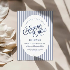 Double Sided Nautical Elegance Wedding Invitation Template | Nautical Wedding | Coastal Grandmother | Coastal Wedding Invitation
