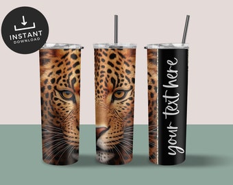 Leopard 20oz Tumbler Wrap / Diseño de sublimación de vaso de 20 oz / PNG para sublimación de vaso / Diseño de sublimación de vaso flaco de 20 oz