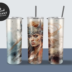 Viking Woman PNG For Tumbler Sublimation | 20oz Tumbler Wrap | 20 oz Tumbler Sublimation Design | 20 oz Skinny Tumbler Sublimation Design