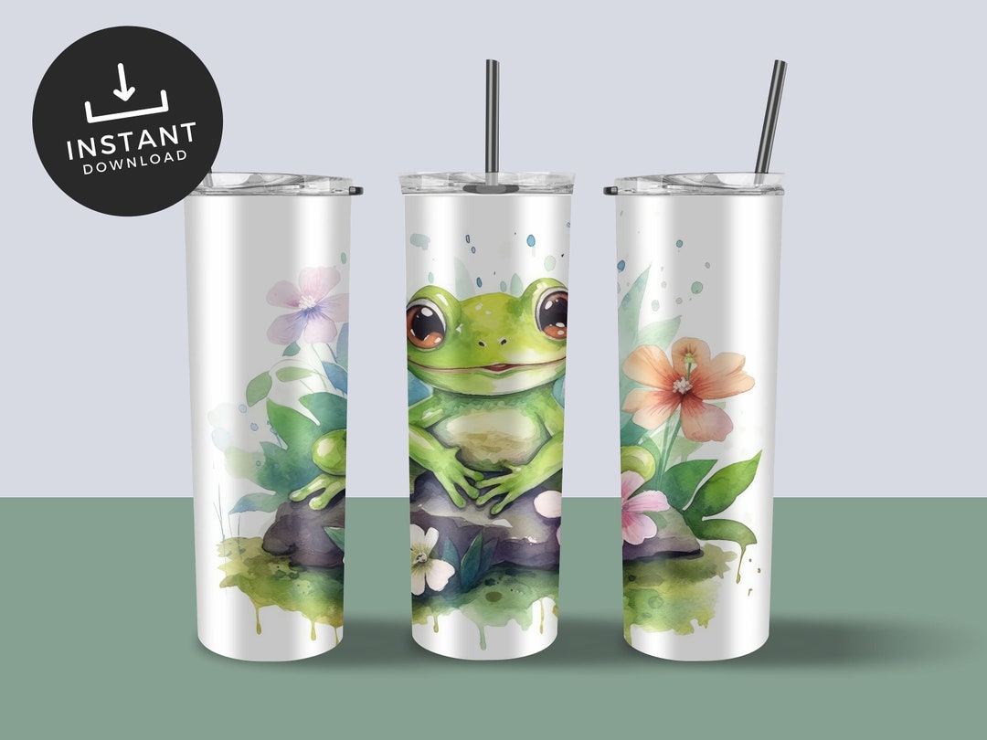 Cute Frog Tumbler Wrap | 20 Oz Tumbler Sublimation Design | PNG for ...