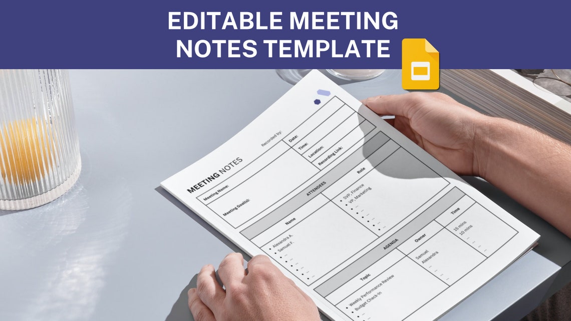 Editable Meeting Notes Template for Google Docs, Meeting Minutes