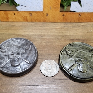 Pirate Doubloons Crystal Carving \\ Silver & Gold Obsidian