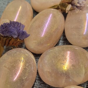 Pink Aura Quartz Tumbled Stones- Tumbles - Pocket Crystals - Aura Quartz 1.25&quot;