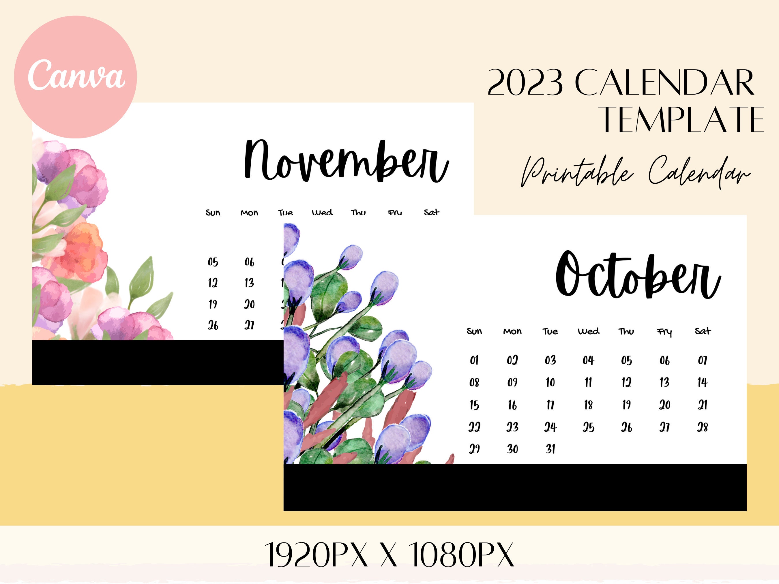 2023 Canva Calendar Template Digital Calendar Editable Etsy Canada