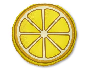 Lemon Slice Floor Pillow | Round Tufted Citrus Cushion