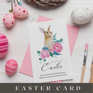 Carte de vœux de lapin de Pâques, carte de Pâques imprimable, carte de Joyeuses Pâques, carte de lapin, carte de Pâques modifiable, carte pour enfants de Pâques, téléchargement instantané