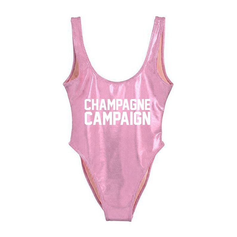 HYTENSUN Women's Criss Cross Back One Piece Swimsuit - 'Birthday Slay Queen' Print High Cut Bathing Suit - View #9