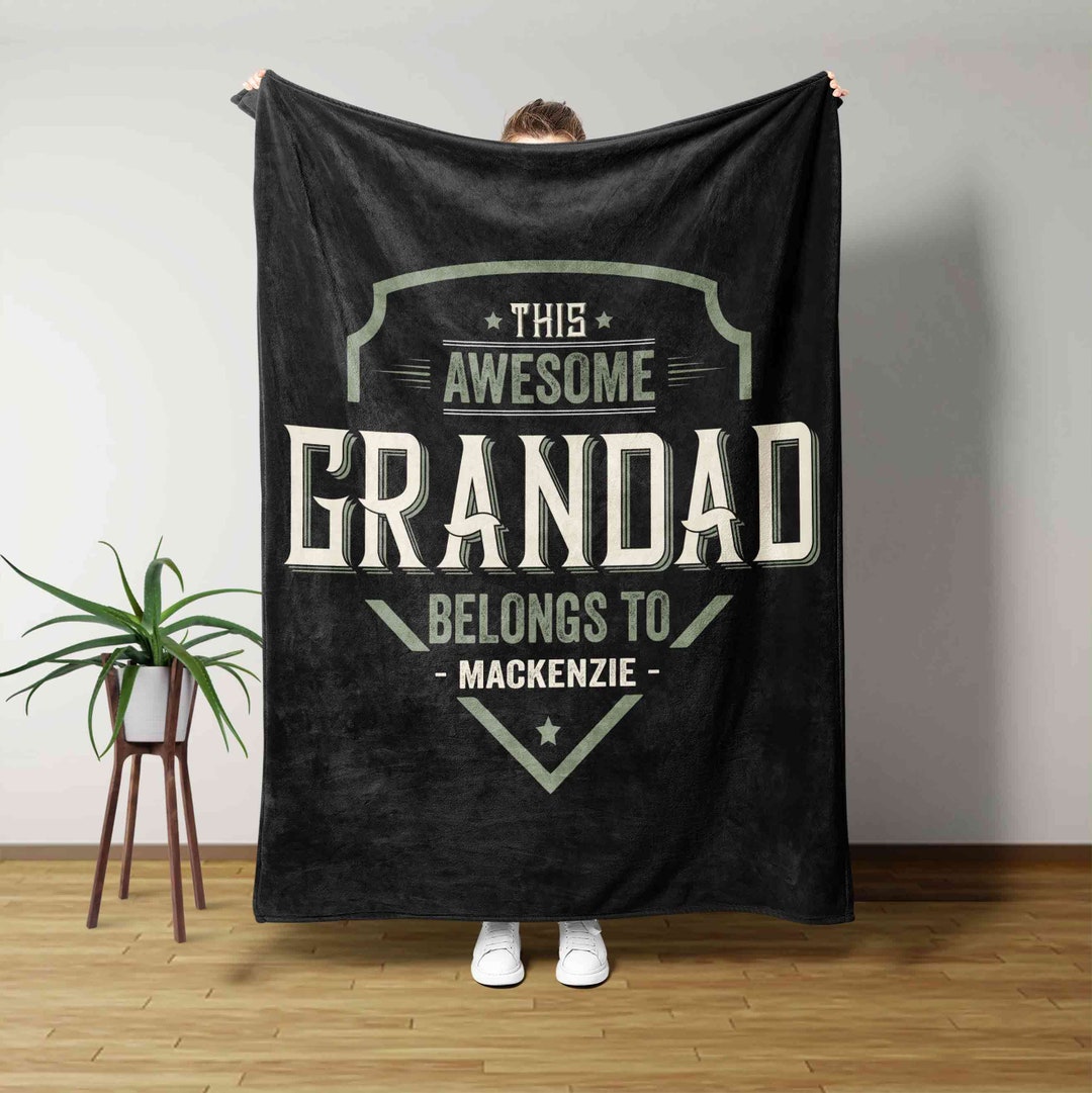 This Awesome Grandad Belongs to Blanket, Grandpa Blanket, Dad Blanket, Star Blanket, Family