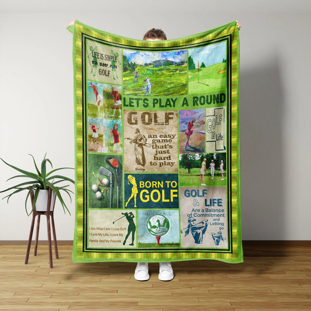 Golf Lady Blanket, Custom Name Blanket, Born to Golf Blanket, Blanket