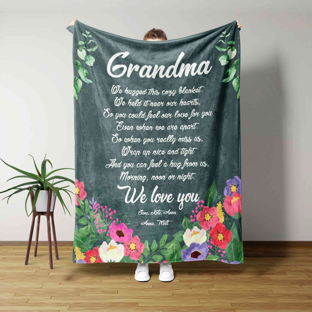 Personalized Grandma Blanket, Grandma Blanket, Flowers Blanket, Nana