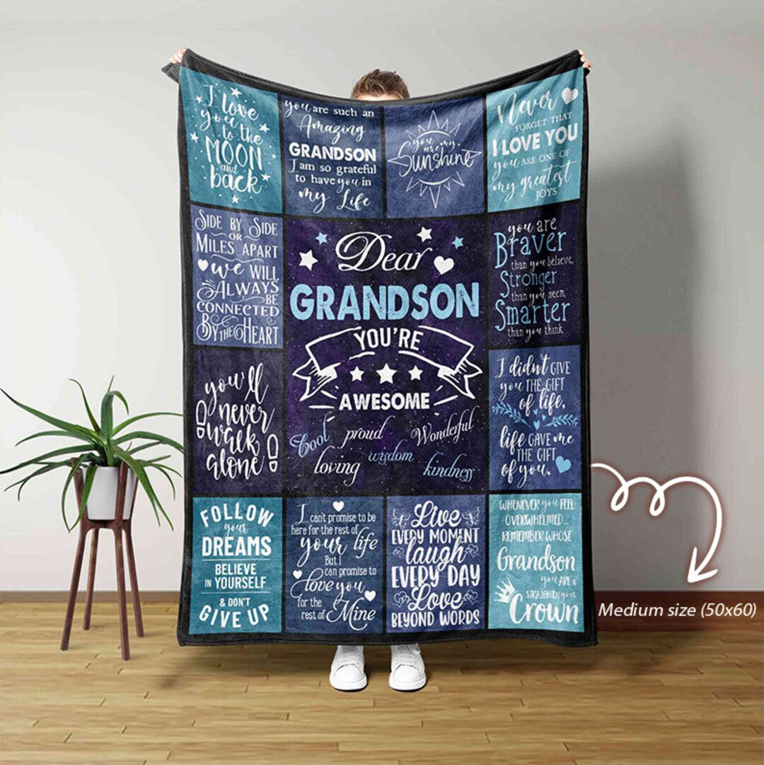 Dear Grandson Blanket, Grandson Blanket, Family Blanket, Custom Name