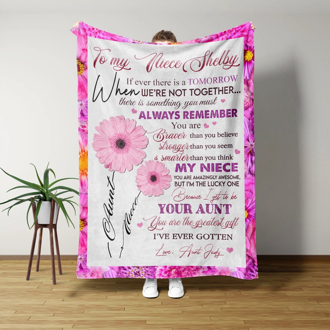 To My Niece Blanket, Flower Blanket, Custom Name Blanket, Family