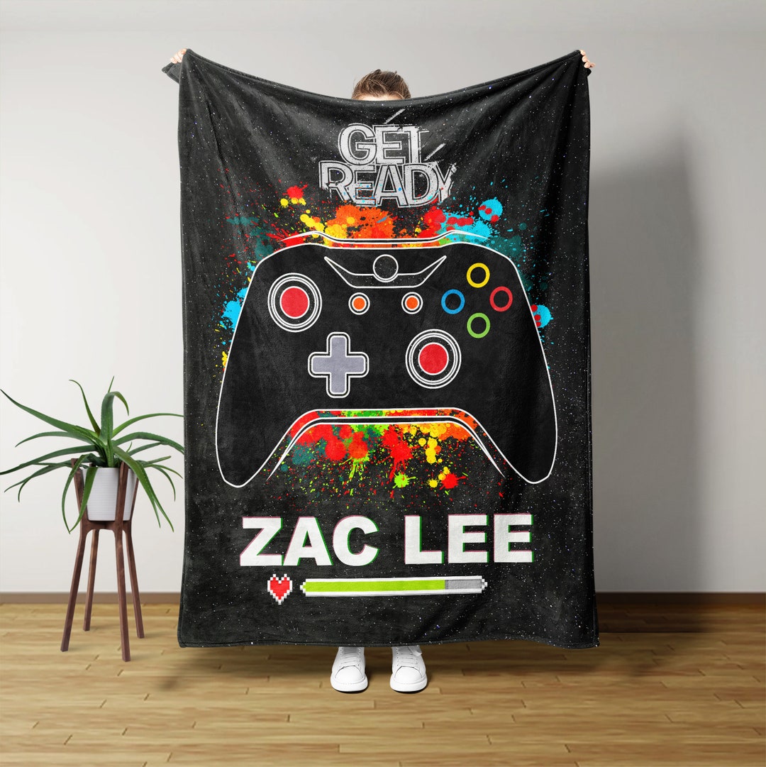 Personalized Gaming Blanket, Get Ready Blanket, Video Game Blanket
