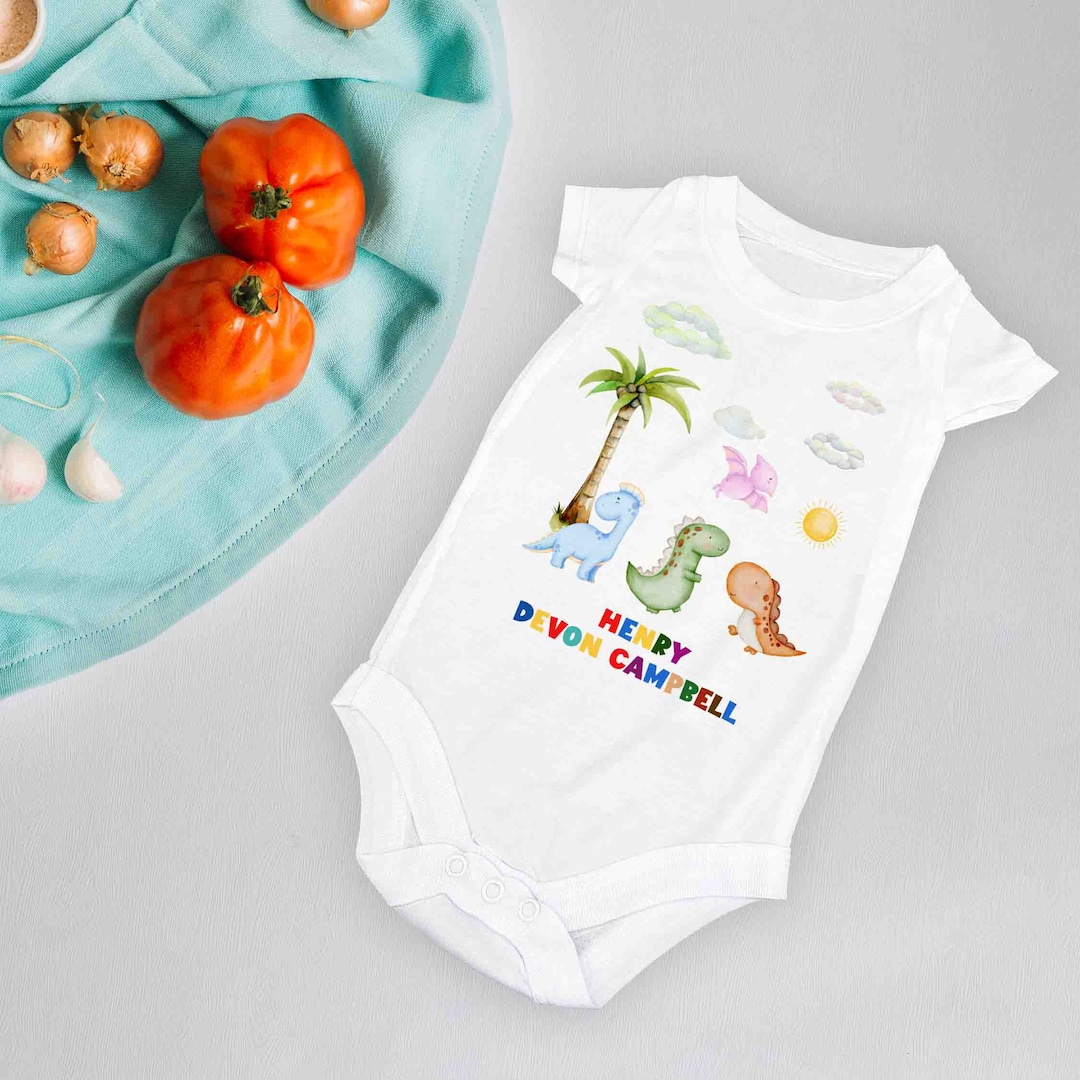 Personalized Baby Onesie Dinosaur Onesie Baby Onesie Animal Etsy
