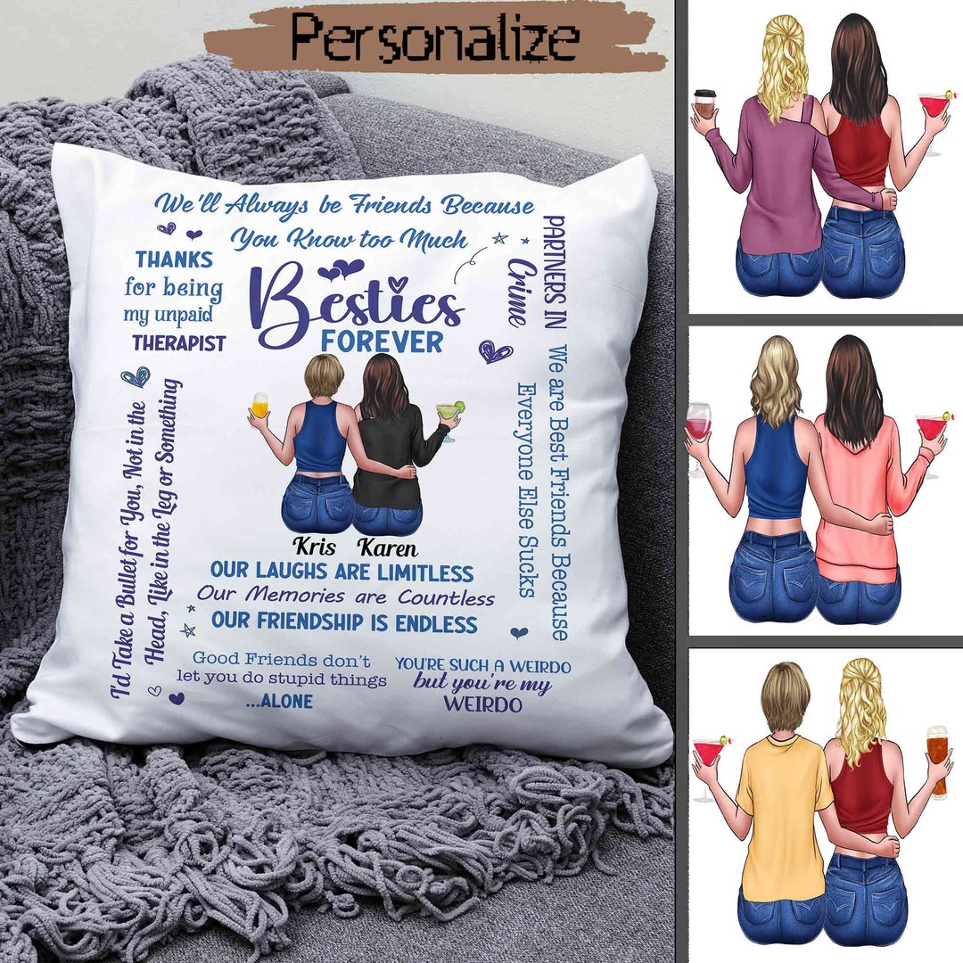 Personalized Bestie Pillow, Best Friend Pillow, Custom Name Pillow