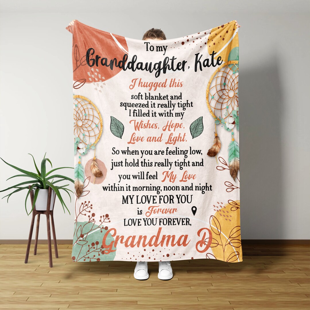 To My Granddaughter Blanket, Dream Catcher Blanket, Custom Name Blanket