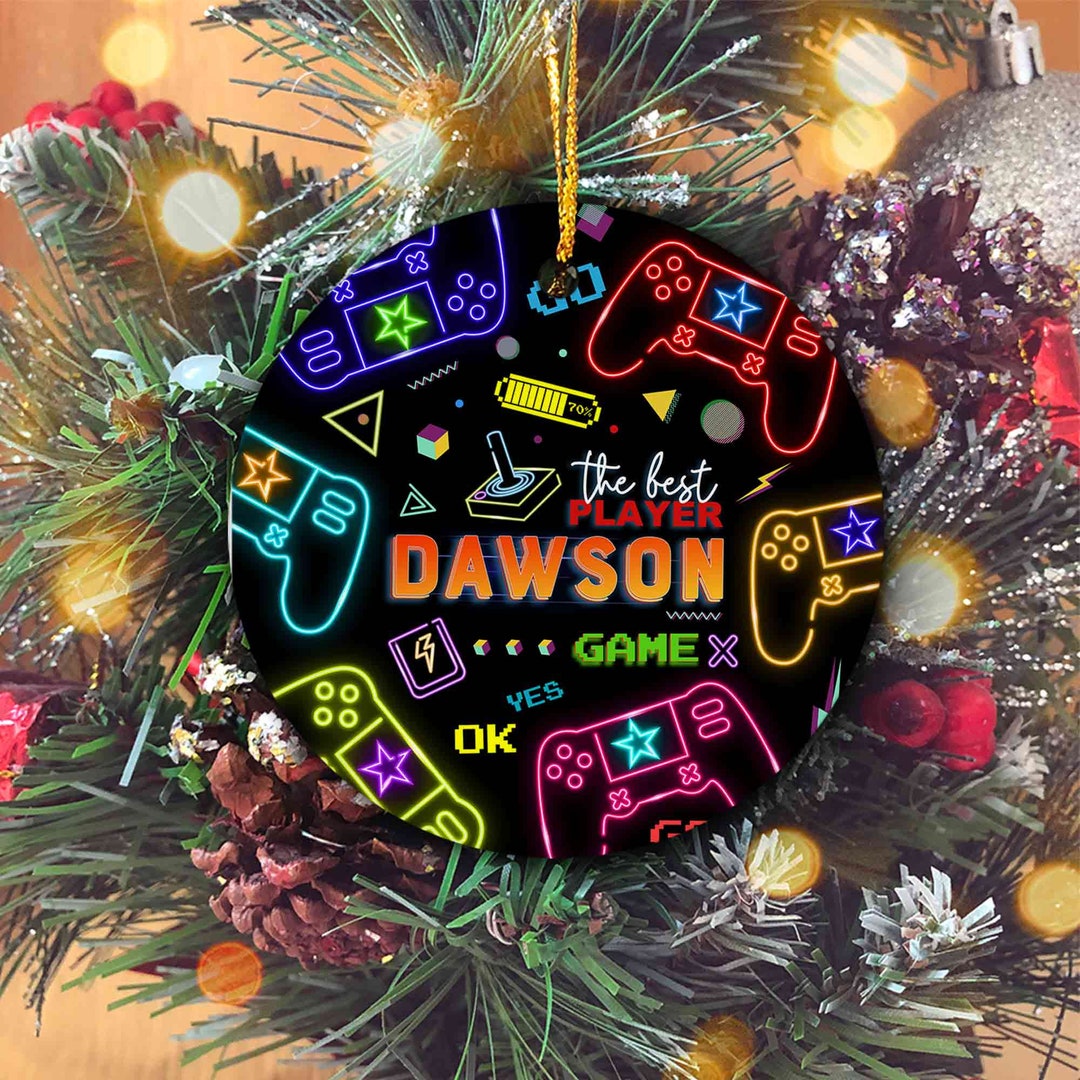 Personalized Video Game Ornament, Gamer Ornament, Boys Christmas Gaming