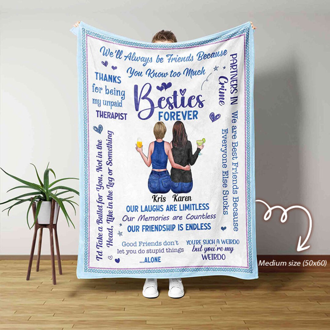 Personalized Bestie Blanket, Best Friend Blanket, Custom Name Blanket