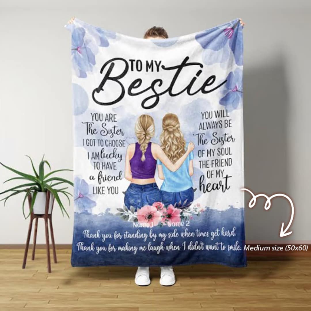 Personalized Bestie Blanket Best Friend Blanket Custom Name Etsy