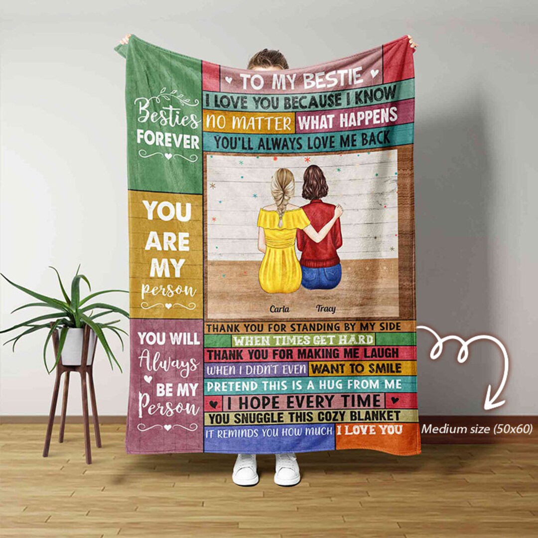 Personalized Bestie Blanket Best Friend Blanket Custom Name Etsy